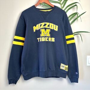 Vintage Champion Missou Tigers Black and Yellow Thick Crewneck